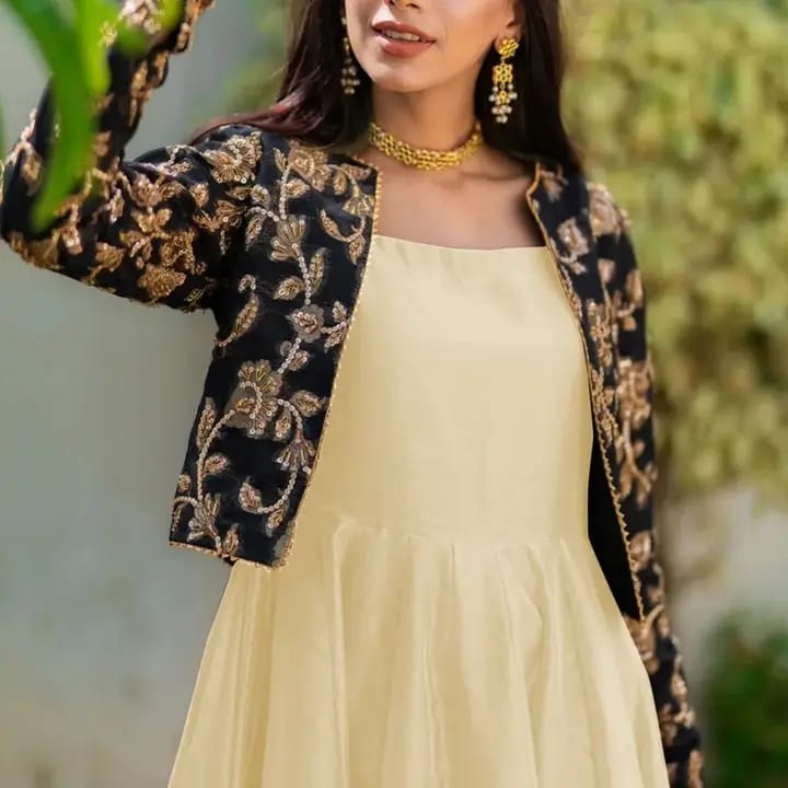 2Pcs Embroidery Koti With Kelli Sleeveless Long Maxi