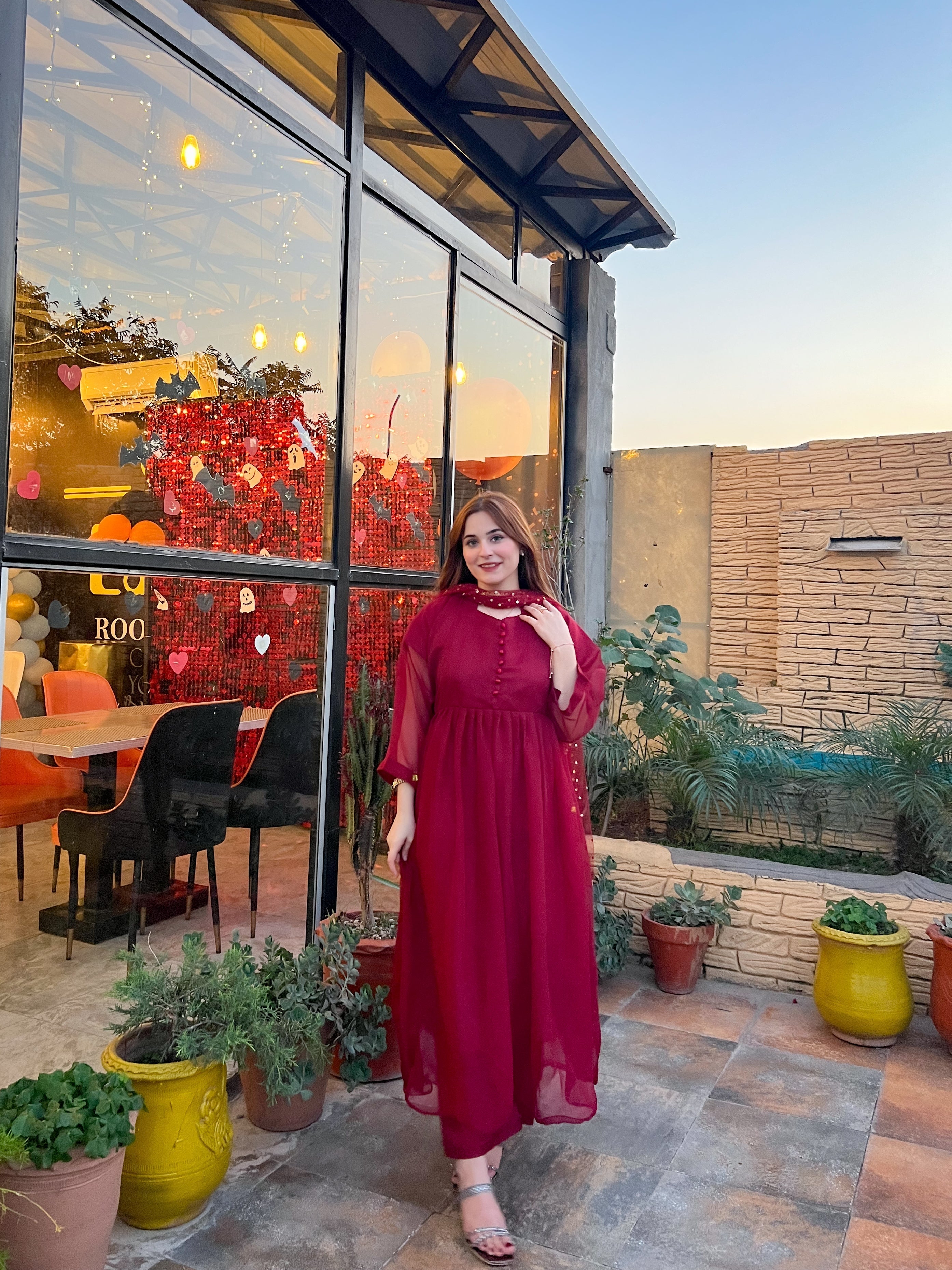G U L A B  3pc Maxi (Maroon)