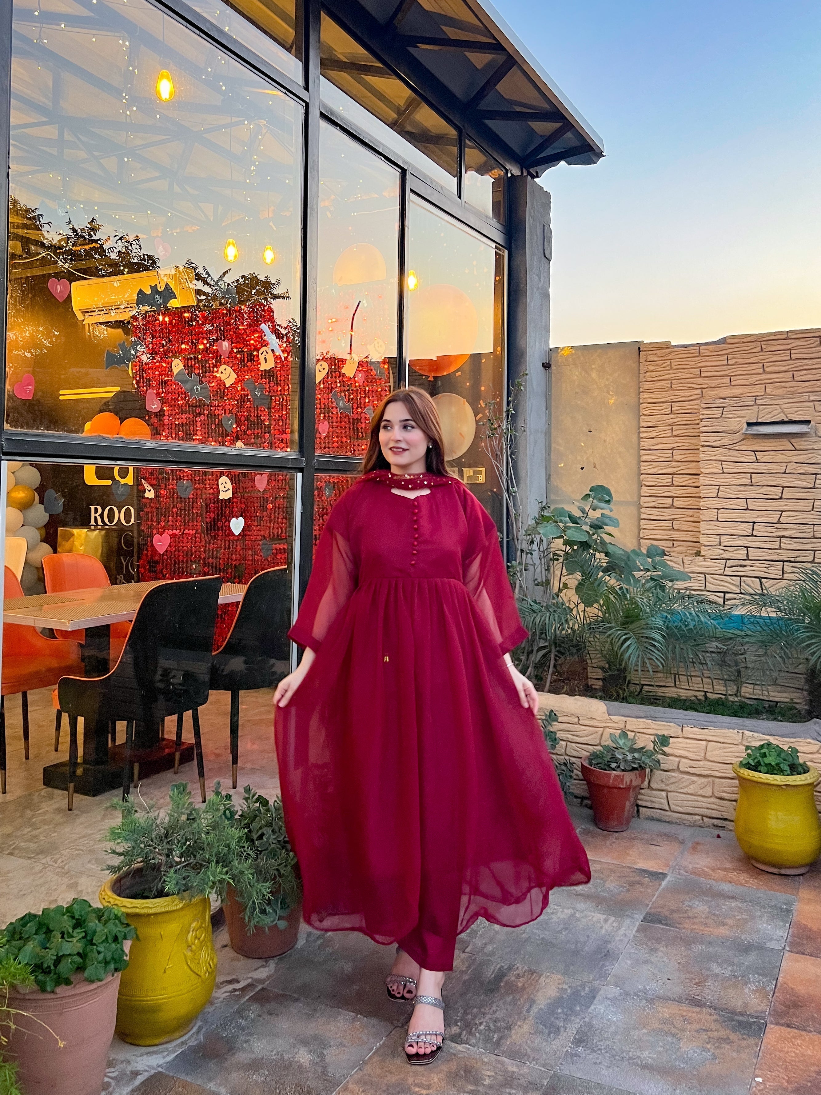 G U L A B  3pc Maxi (Maroon)