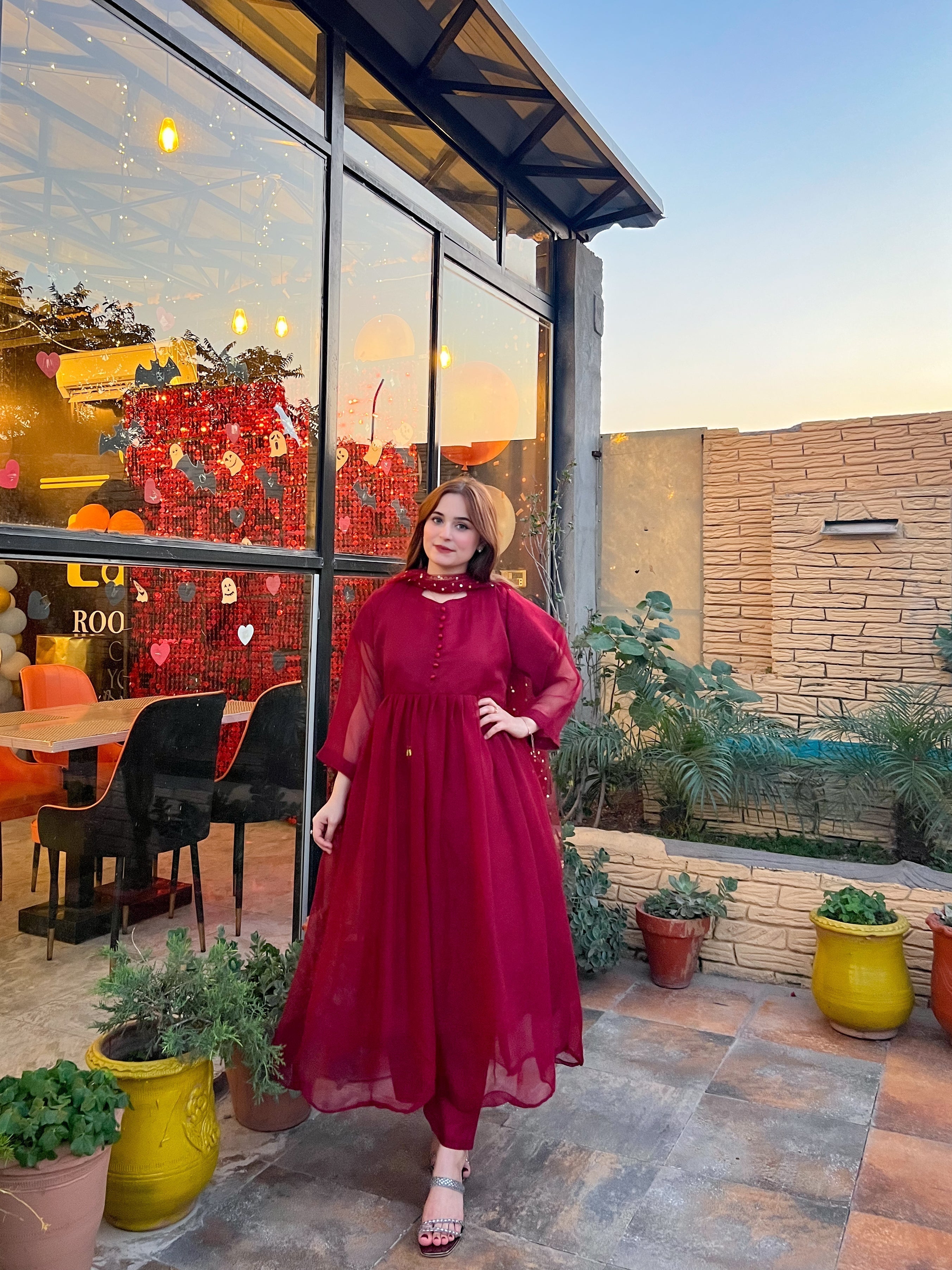 G U L A B  3pc Maxi (Maroon)