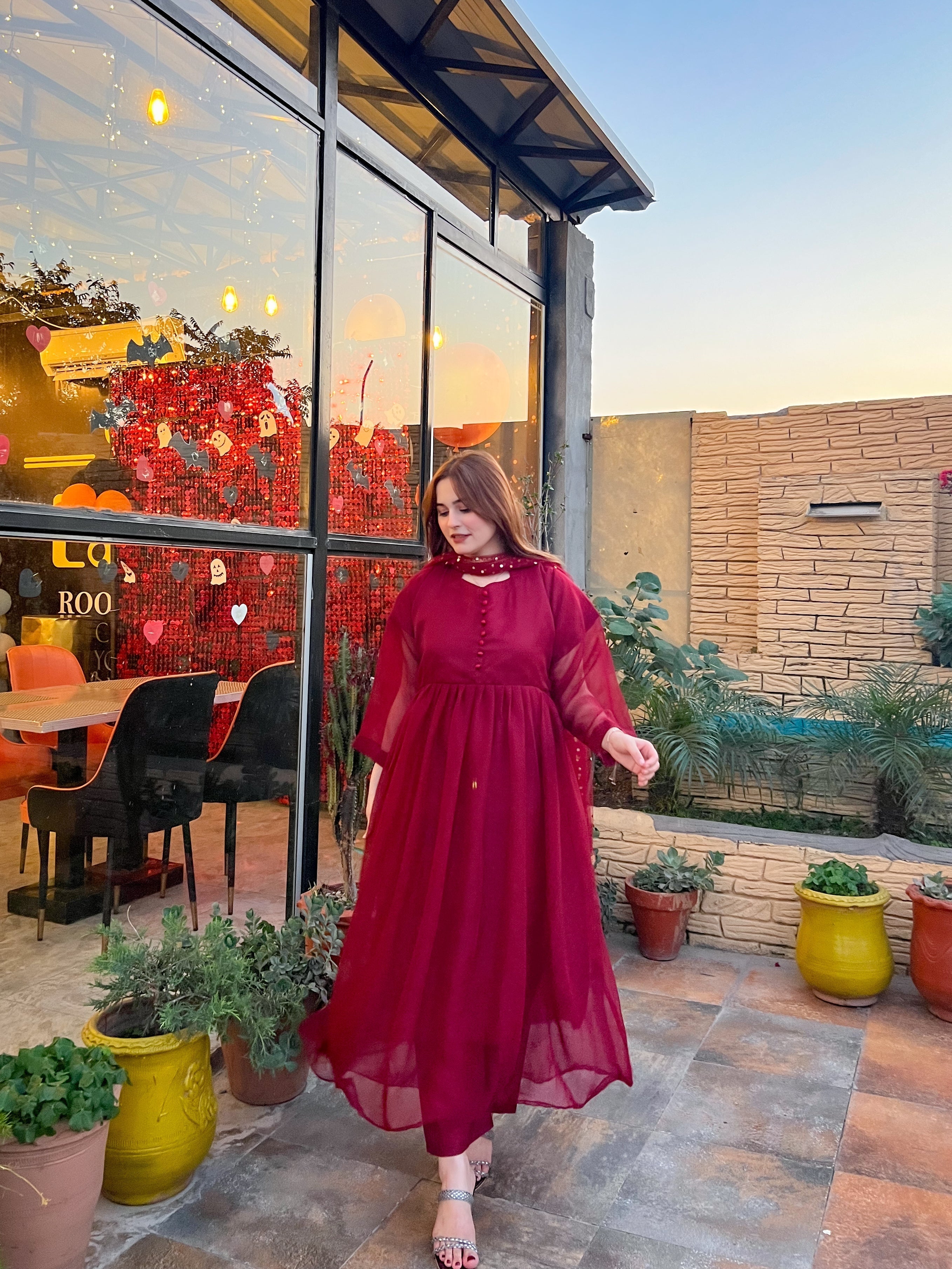 G U L A B  3pc Maxi (Maroon)