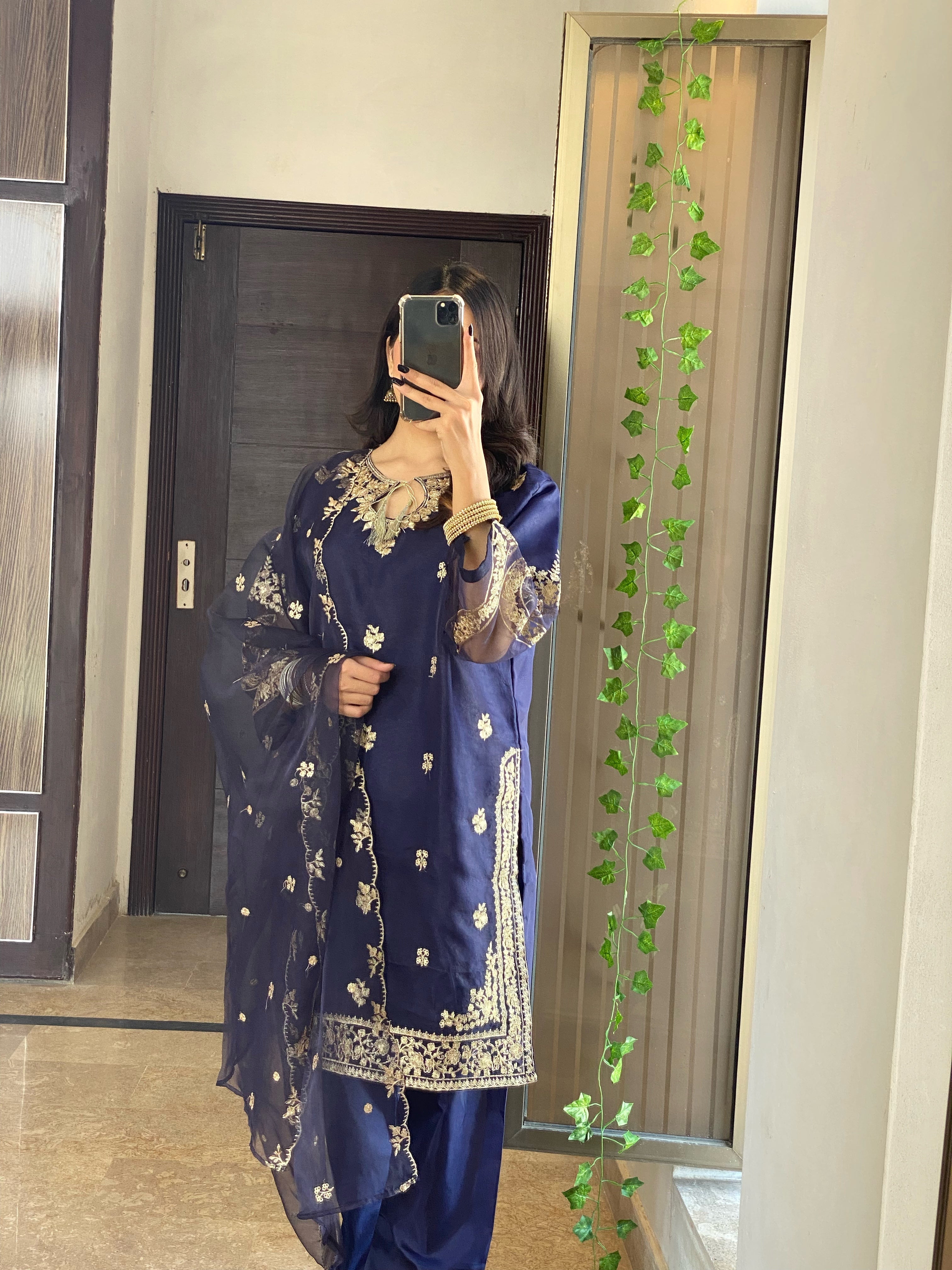 AGHA NOOR 3 PC (NAVYBLUE)
