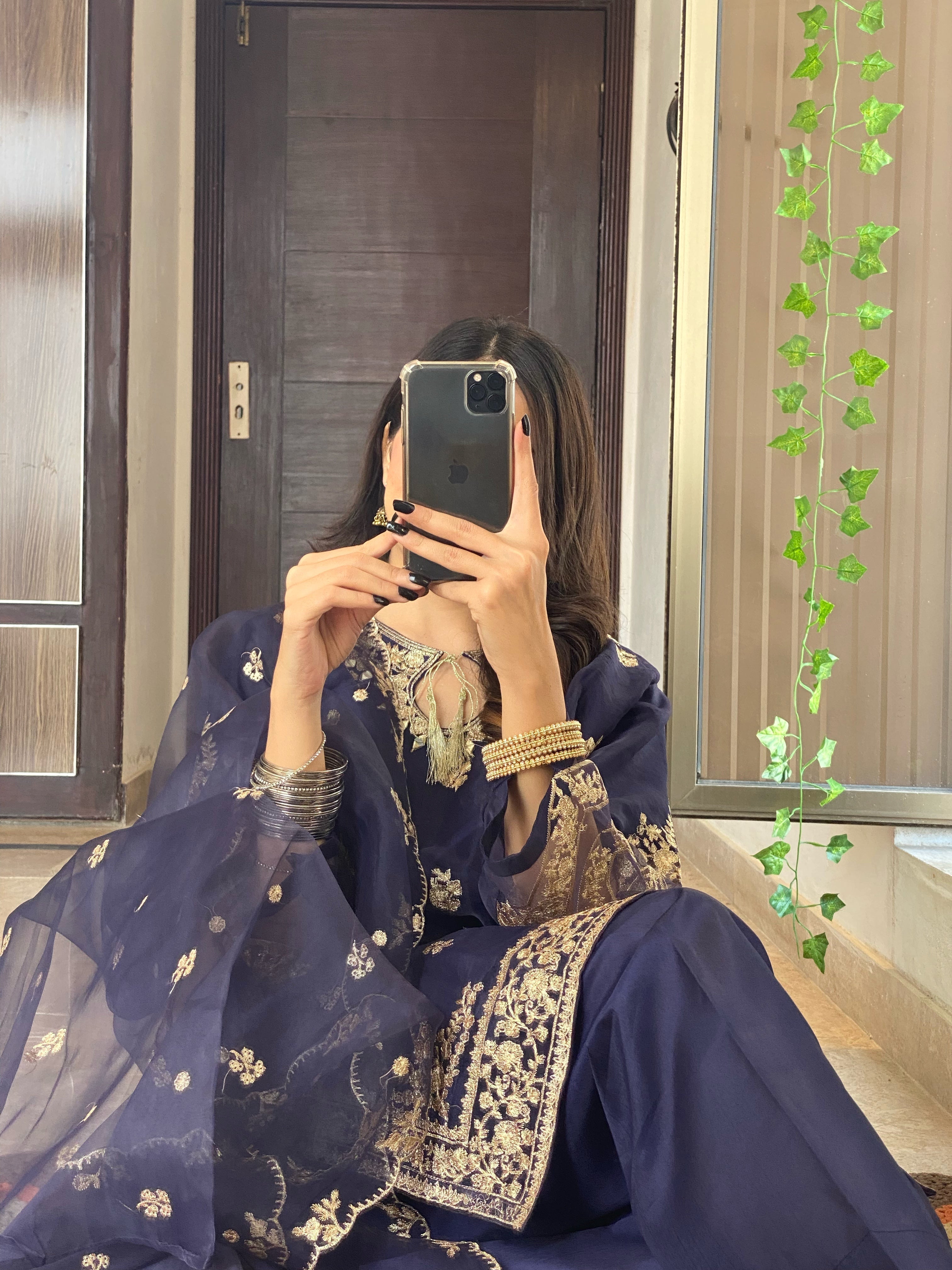 AGHA NOOR 3 PC (NAVYBLUE)