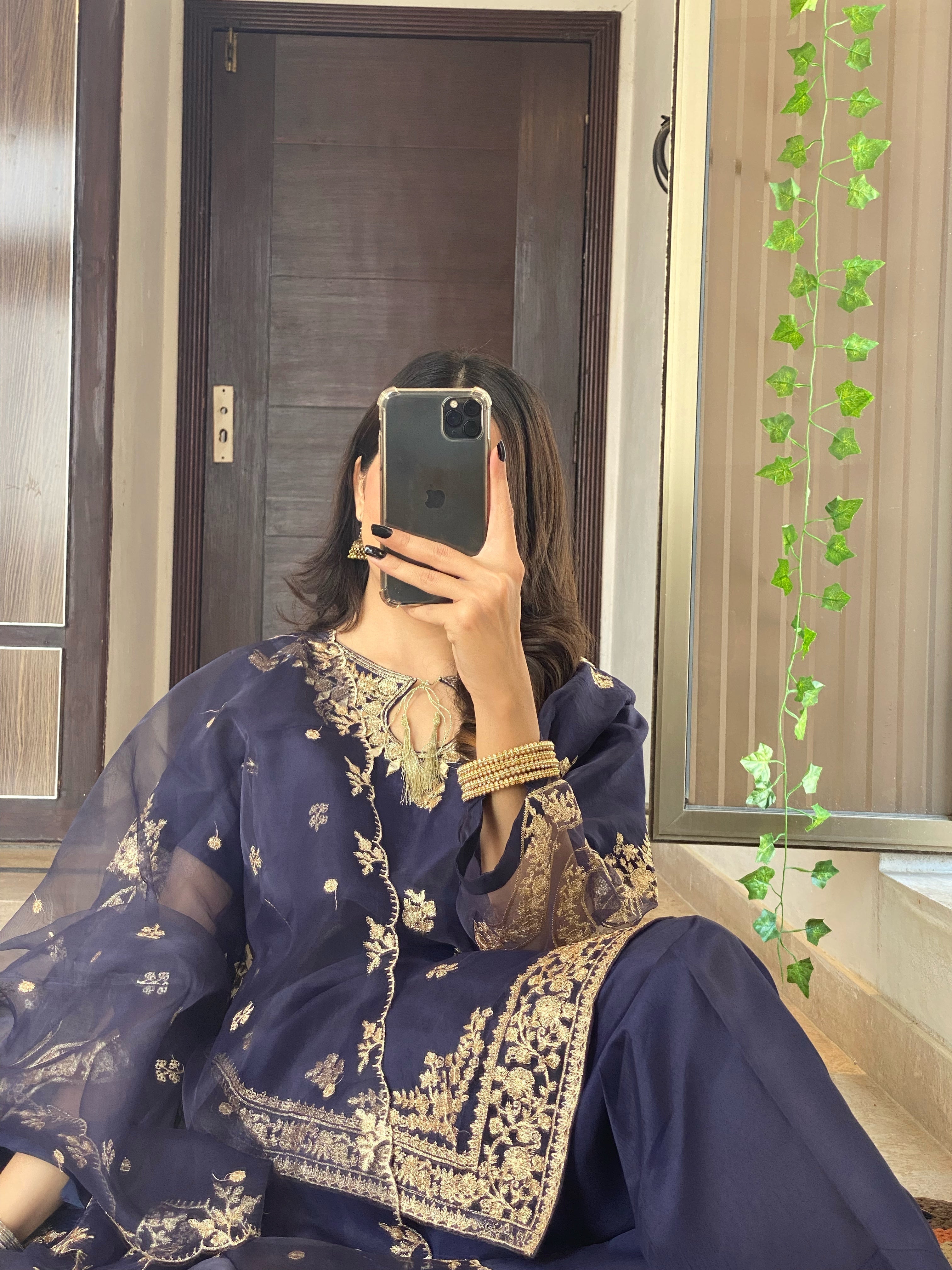 AGHA NOOR 3 PC (NAVYBLUE)