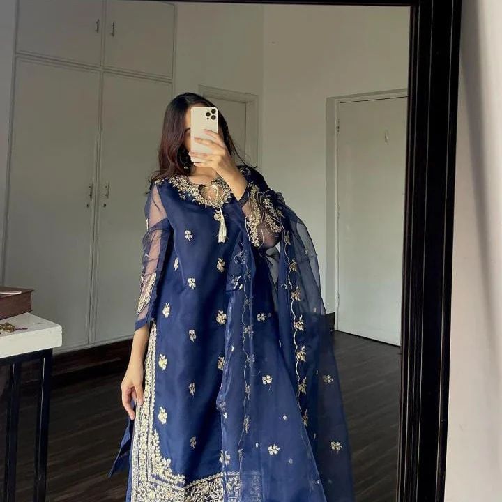 AGHA NOOR 3 PC (NAVYBLUE)
