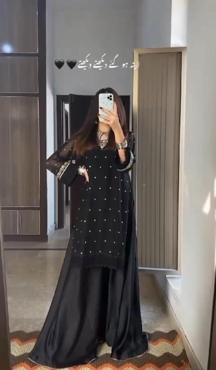 2 in 1 HANIA 3 PC (BLACK) WITH SHRARA + Trouser