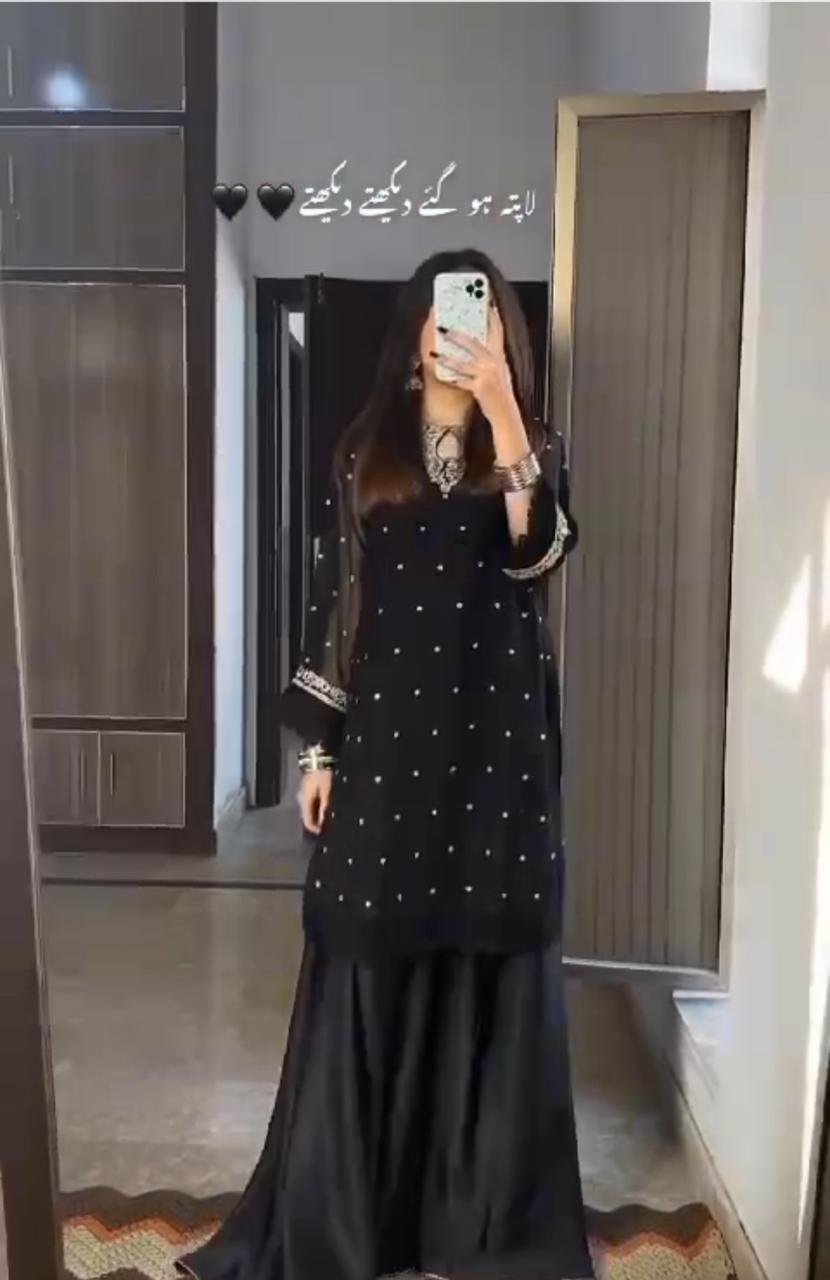 2 in 1 HANIA 3 PC (BLACK) WITH SHRARA + Trouser