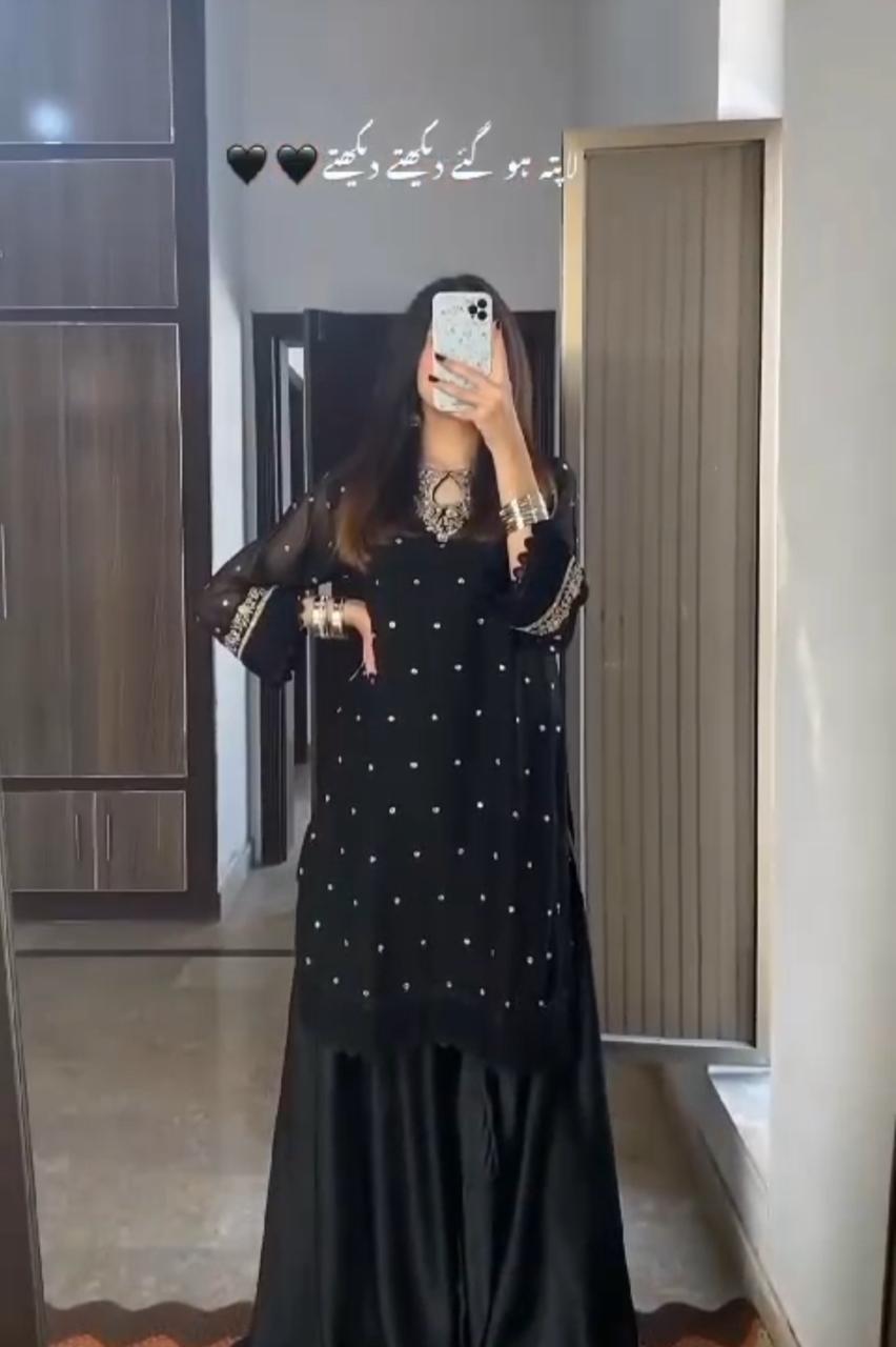 2 in 1 HANIA 3 PC (BLACK) WITH SHRARA + Trouser