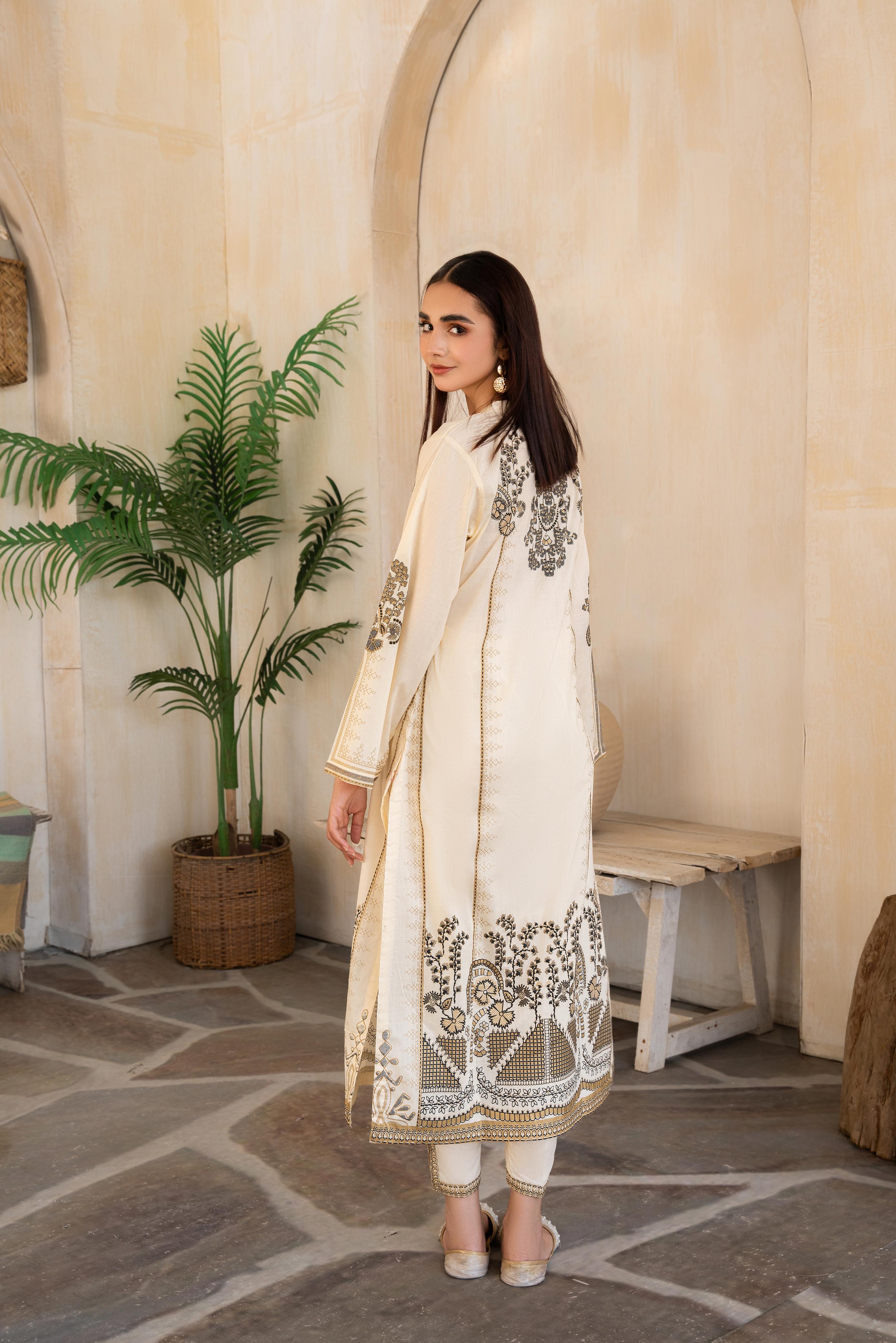 Royal Lawn 2 pc Stitched (OFF WHITE)