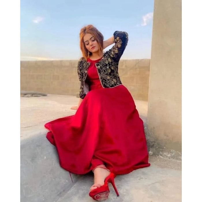 2Pcs Embroidery Koti With Kelli Sleeveless Long Maxi