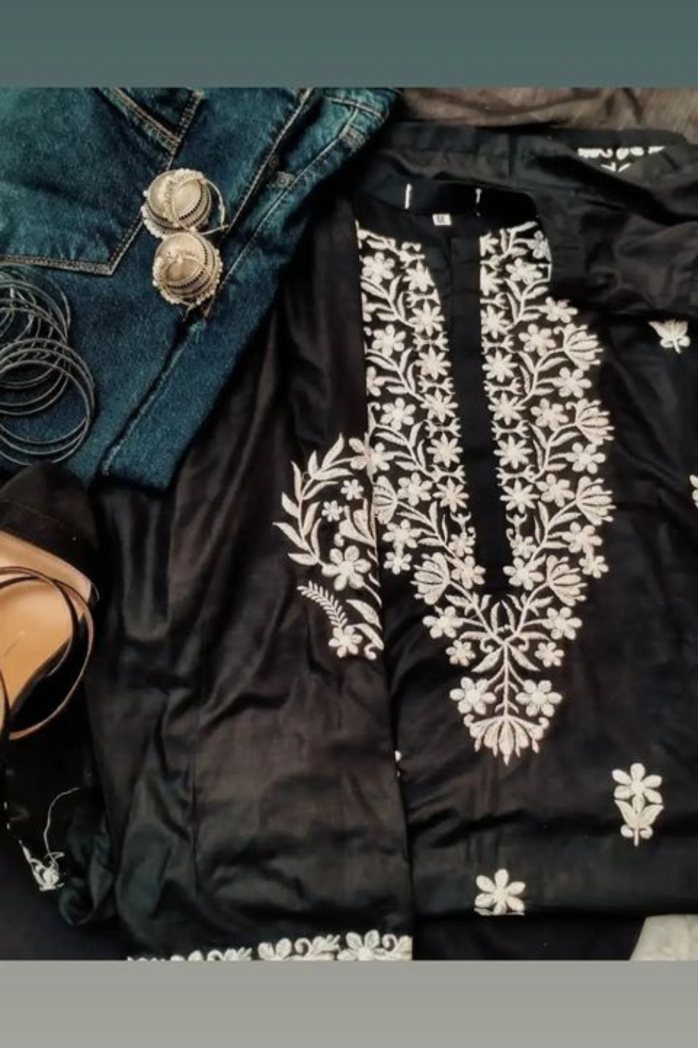 Indian Chickenkari Long Kurti