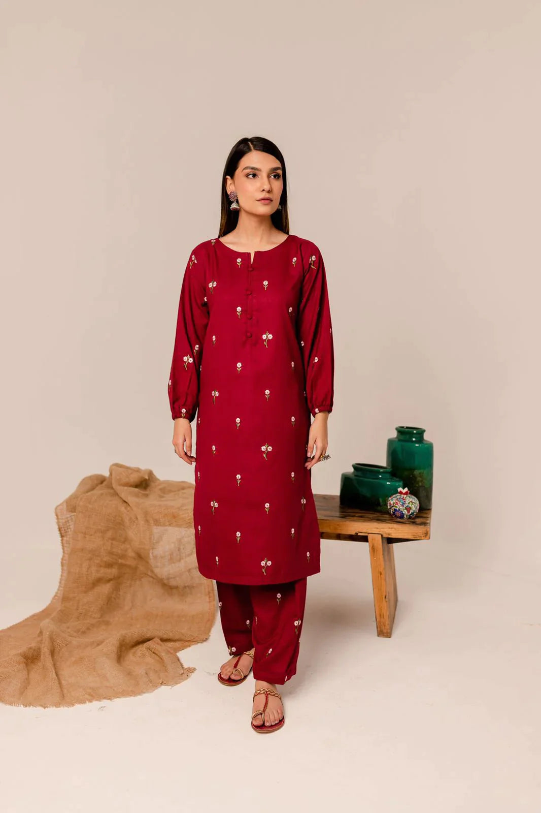 2PC Winters Embroidered Dress